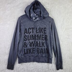 Sundry Full Zip Hooded Graphic Print Sweatshirt Distressed Gray Sz 3 Made In USA